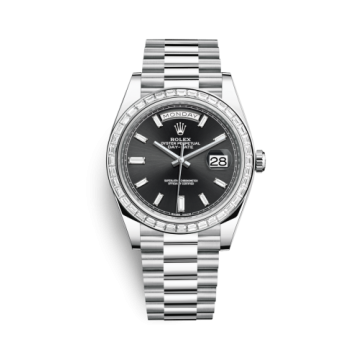 Rolex Day-Date 40 Platinum - Baguette / Black Baguette