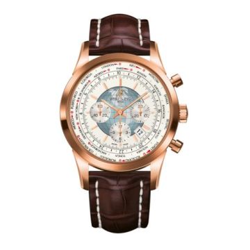 Breitling Transocean Chronograph Unitime Red Gold / Silver / Croco