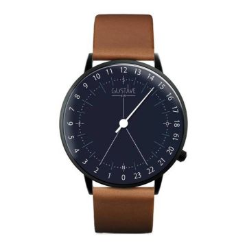 Gustave & Cie 24H Antoine Noir & Bleu Cuir Marron Havane 40mm