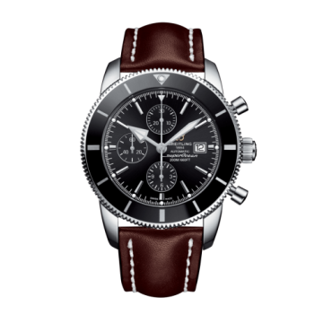 Breitling Superocean Heritage II 46 Chronograph Stainless Steel / Black / Black /  Calf / Pin