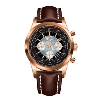 Breitling Transocean Chronograph Unitime Red Gold / Black / Calf