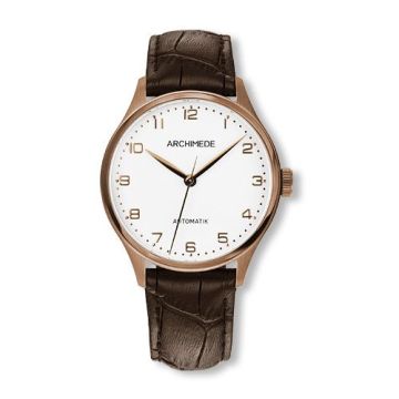 Archimede Klassik 36 Gold PVD / Silver / Brown Leather