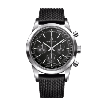 Breitling Transocean Chronograph Stainless Steel / Black / Rubber / Folding