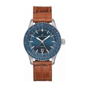 Hamilton Khaki Aviation Converter Auto GMT Stainless Steel / Blue