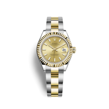 Rolex Lady-Datejust 28 Rolesor Yellow Fluted / Oyster / Champagne