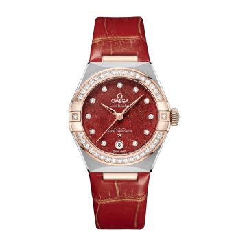 Omega Constellation Manhattan 29 Co-Axial Master Chronometer Stainless Steel / Sedna Gold / Diamond / Red Aventurine