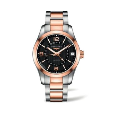 Longines Conquest Classic 42 GMT Stainless Steel - Red Gold / Black / Bracelet