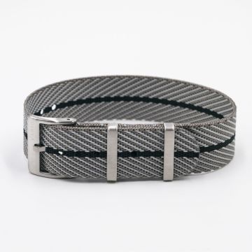 Twill Titanium Grey Watch Strap / Black Divider - 22mm