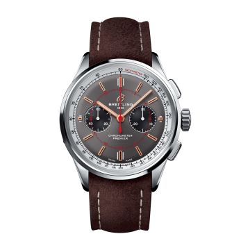 Breitling Premier B01 Chronograph 42 Stainless Steel / Wheels and Waves  / Nubuck / Pin
