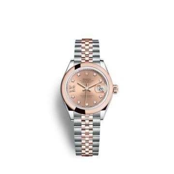 Rolex Lady-Datejust 28 Stainless Steel / Rose Gold / Domed / Rose - Diamond / Jubilee