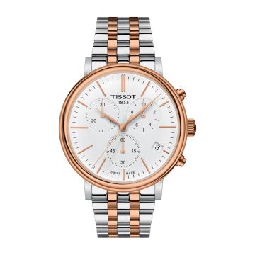 Tissot Carson Premium Chronograph Quartz 41 Stainless Steel / Rose Gold PVD / Silver / Bracelet