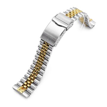 Super-J Louis JUB Watch Band for Seiko New Turtles SRP777 SRP775 SRPA21 (PADI), Stainless Steel - Two Tone IP Gold Polished Center Links, V Diver Clasp - 18mm