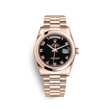 Rolex Day-Date 36 Everose Domed / President / Black Arabic