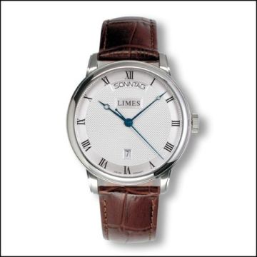 Limes Pharo DayDate - silvered / brown leather strap