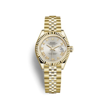 Rolex Lady-Datejust 28 Yellow Gold Fluted / Jubilee / Silver Roman