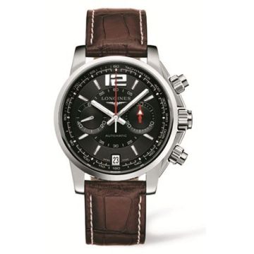 Longines Admiral Chronograph Black Brown Strap