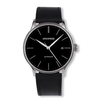 Archimede 1950-1 Stainless Steel / Black / Black Leather