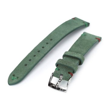 Emerald Green Quick Release Italian Suede Leather Watch Strap, Red - Green St. - 25mm