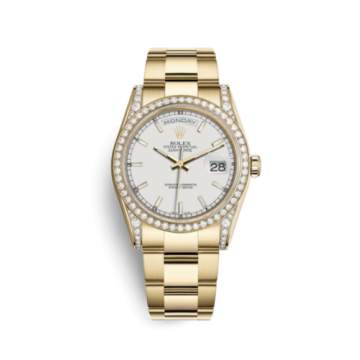 Rolex Day-Date 36 Yellow Gold Diamonds / Oyster / White