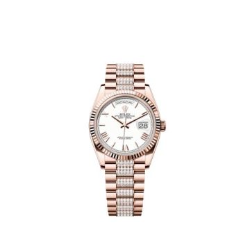Rolex Day-Date 36 Everose Gold - Fluted / White - Roman / President - Diamond