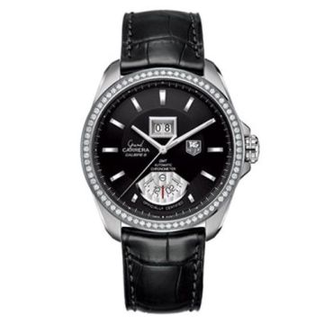 TAG Heuer Grand Carrera Calibre 8 RS Grande Date GMT  Stainless Steel - Diamond / Black / Alligator