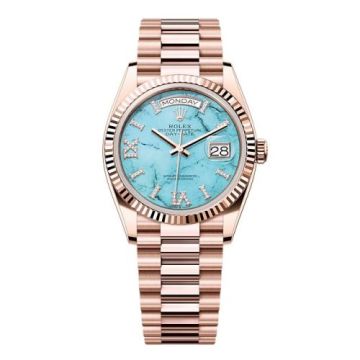 Rolex Day-Date 36 Everose Gold - Fluted / Turquoise / President