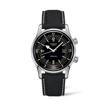 Longines Legend Diver Date Stainless Steel / Black / Calf XL
