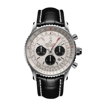 Breitling Navitimer Rattrapante Stainless Steel / Silver / Alligator / Pin