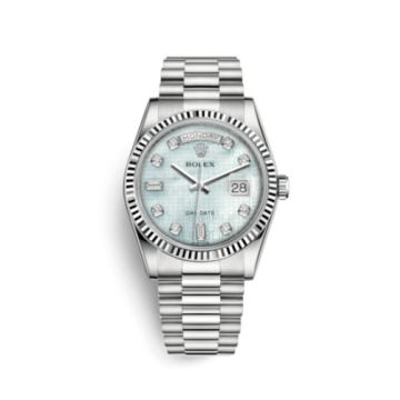 Rolex Day-Date 36 White Gold Fluted / President / Oxford MOP