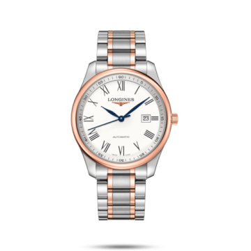 Longines Master Collection 42 Date Stainless Steel / Pink Gold / White-Roman / Bracelet