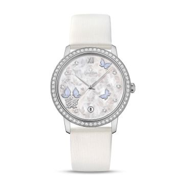 Omega De Ville Prestige Co-Axial 36.8 White Gold / MOP Butterfly / Diamond