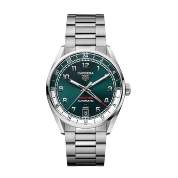 TAG Heuer Carrera Twin Time Stainless Steel / Teal Green / Bracelet