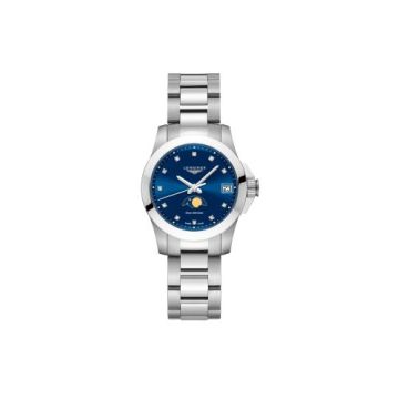 Longines Conquest 29.5 Quartz Moonphase Stainless Steel / Blue / Bracelet