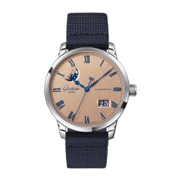 Glashütte Original Senator Excellence Panorama Date Moonphase Stainless Steel / Frosted Copper / Synthetic - Folding