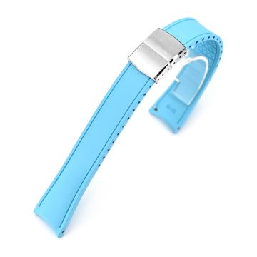 or 22mm FKM34 Sky Blue Rubber Quick Release Watch Band, Deployment Clasp - 22mm