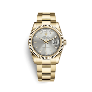 Rolex Day-Date 36 Yellow Gold Fluted / Oyster / Silver