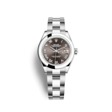 Rolex Lady-Datejust 28 Stainless Steel Domed / Oyster / Dark Grey Roman