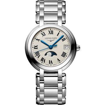 Longines PrimaLuna 34 Quartz Moonphase Stainless Steel / Silver - Roman / Bracelet