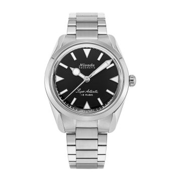 Nivada Grenchen Super Antarctic 35 Black - White Luminova / Stainless Steel / Flat Link