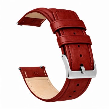 Crimson Red Classic Horween Leather Watch Band - 16mm