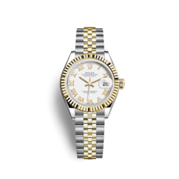 Rolex Lady-Datejust 28 Rolesor Yellow Fluted / Jubilee / White Roman