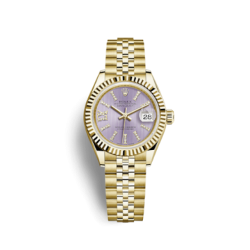 Rolex Lady-Datejust 28 Yellow Gold Fluted / Jubilee / Lilac Diamond