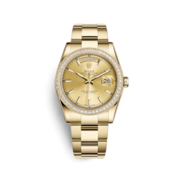 Rolex Day-Date 36 Yellow Gold Diamonds / Oyster / Champagne