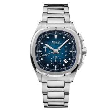 Mido Multifort TV Chronograph Stainless Steel / Blue / Bracelet