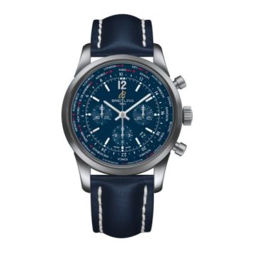 Breitling Transocean Chronograph Unitime Pilot Stainless Steel / Blue / Calf