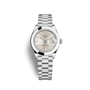 Rolex Lady-Datejust 28 Platinum Domed / President / Silver