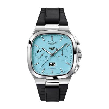 Glashütte Original Seventies Chronograph Panorama Date Disco Blue / Rubber / Folding