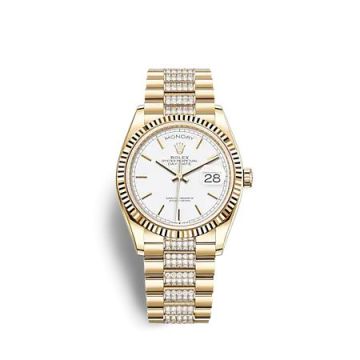 Rolex Day-Date 36 Yellow Gold / Fluted / White / President - Diamond