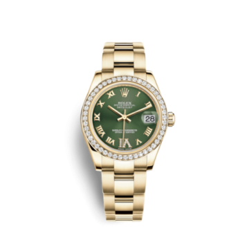 Rolex Datejust 31 Yellow Gold Diamond / Oyster / Olive Roman