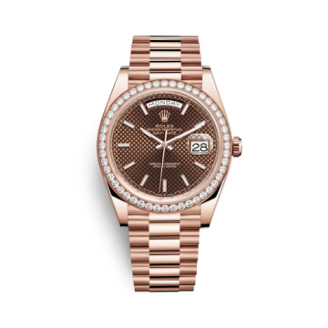 Rolex Day-Date 40 Everose / Diamond / Chocolate - Diagonal Motif